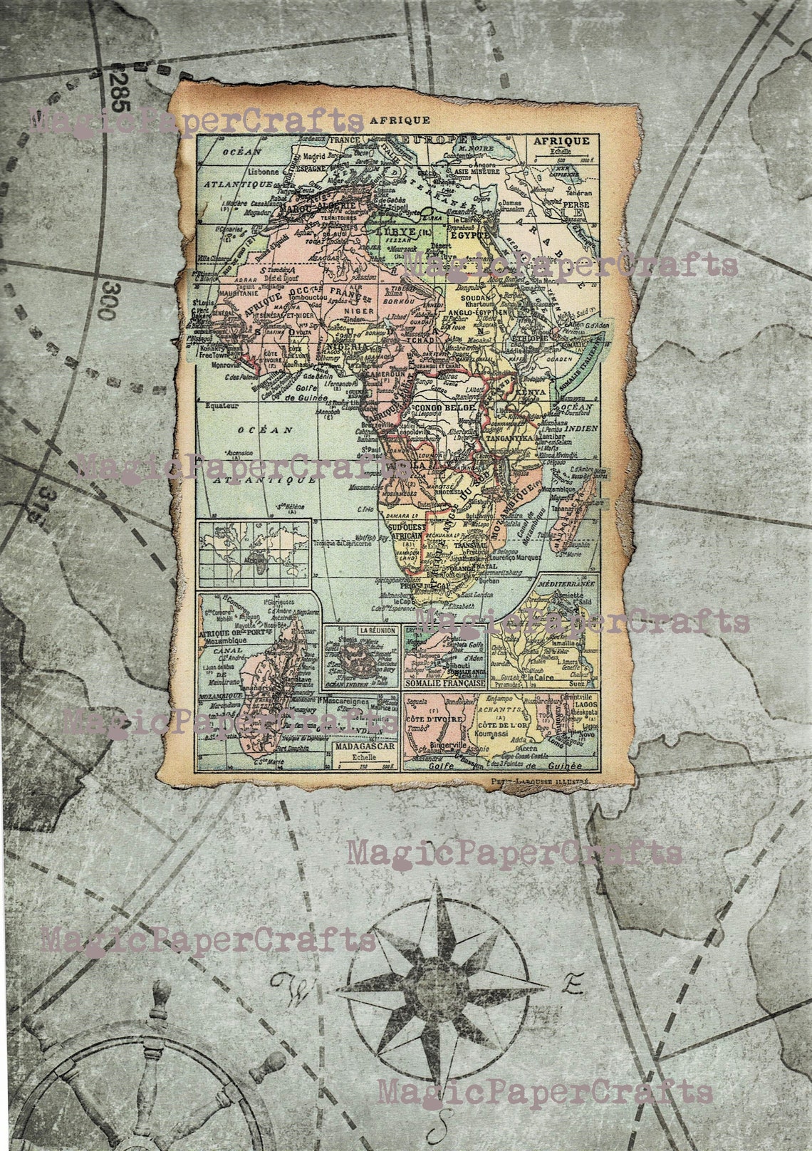 Vintage World Maps Printable Digital Kit of 6 A4 Printable | Etsy