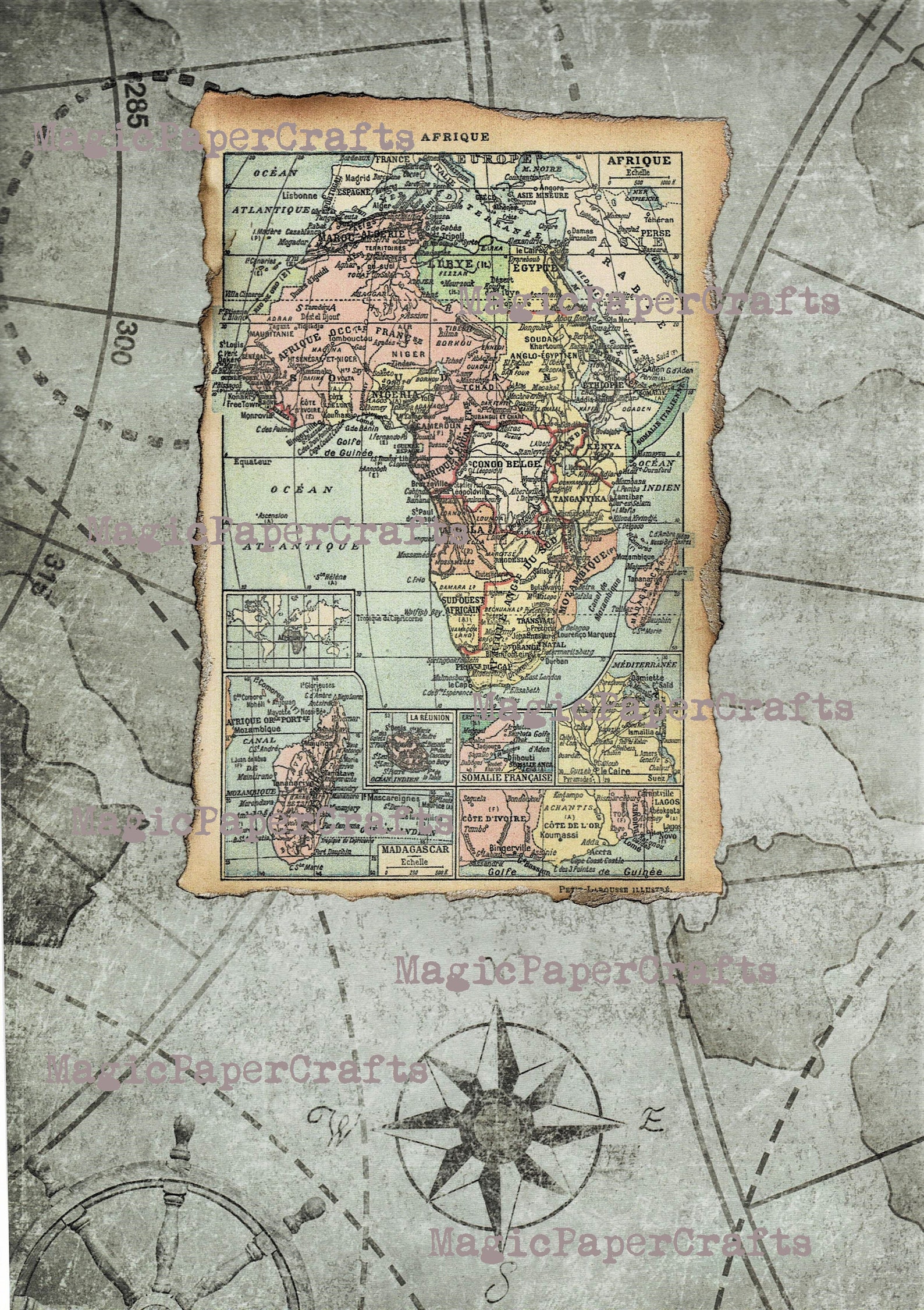 Vintage World Maps Printable Digital Kit of 6 A4 Printable | Etsy