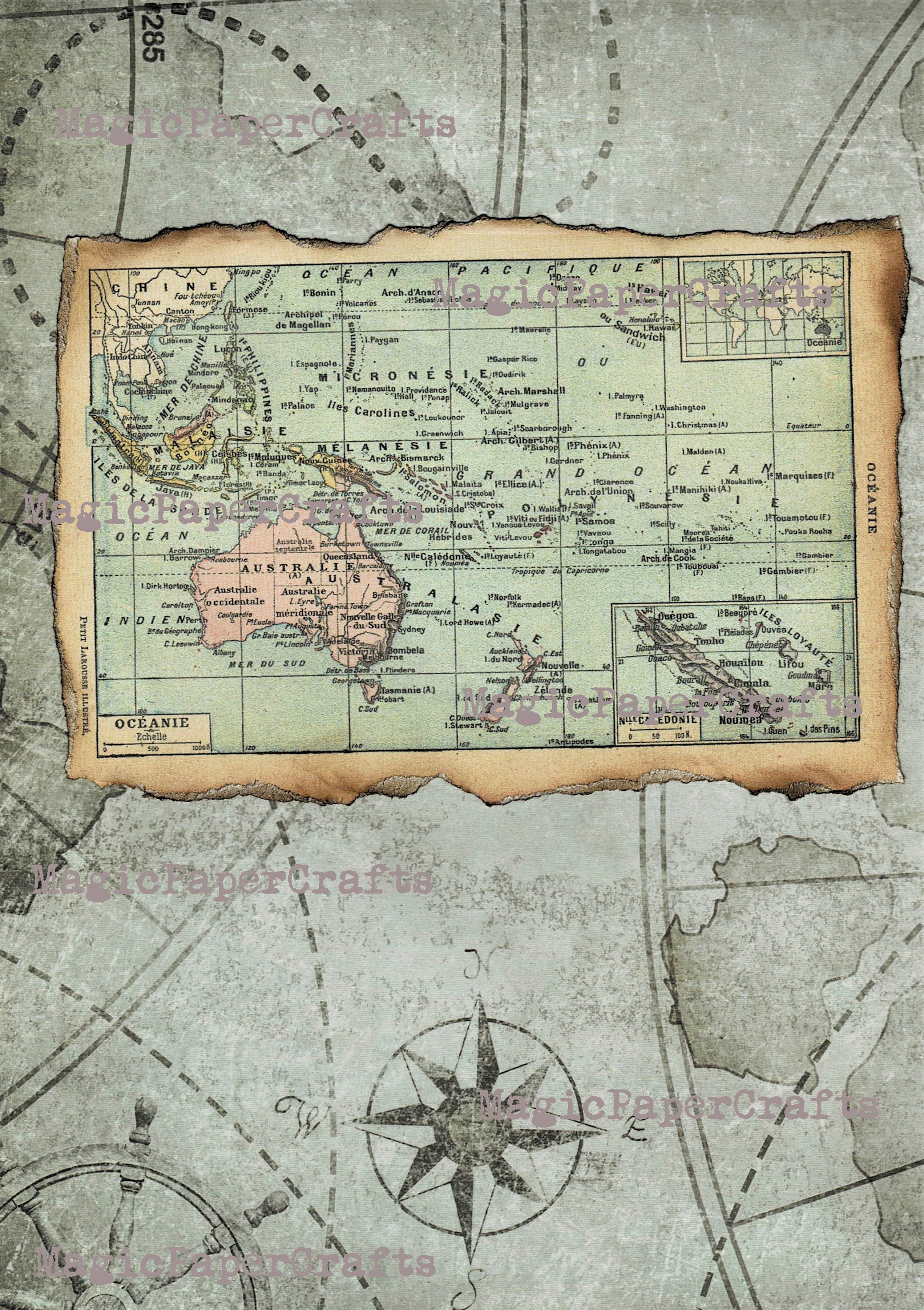 Vintage World Maps Printable Digital Kit of 6 A4 Printable | Etsy