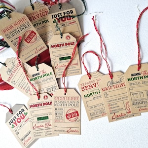 Set of 6 Christmas gift tags, Vintage Christmas tags, Vintage prints Christmas gift tags