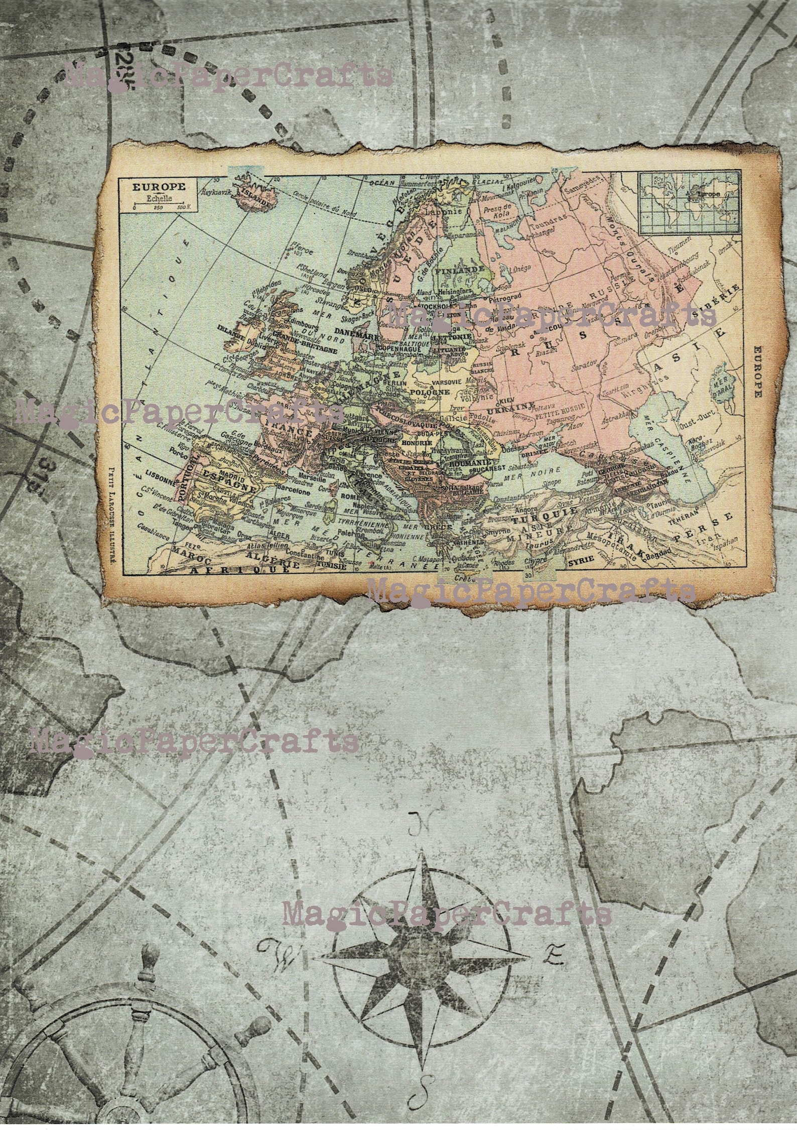 Vintage World Maps Printable Digital Kit of 6 A4 Printable | Etsy