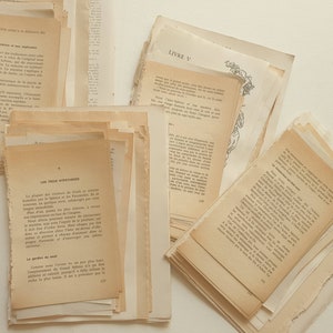 Französisch Bücher Seiten, Paket von gemischten Jahrgang und neue Buchseiten, Junk Journal Seiten, Scrapbook, Vintage-Seiten, neue Seiten, Recycling-Bücher