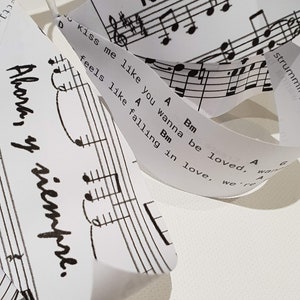 Music sheets flowers, custom song/colour, custom message, favourite song flowers, piano sheet flower, guitar notes sheet flower, music sheet image 6