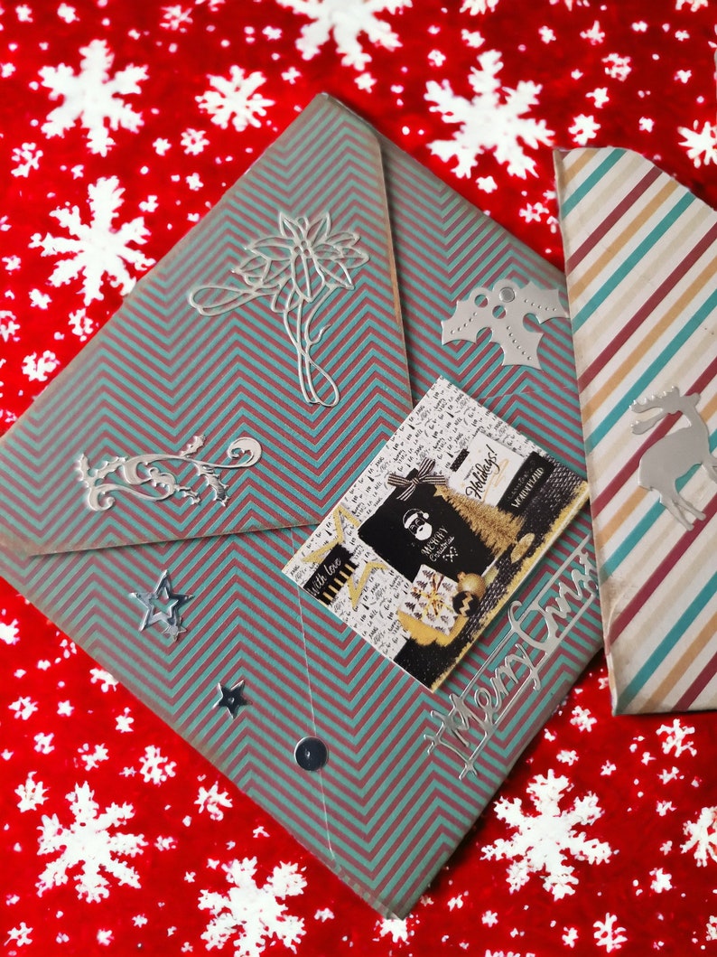 Santa's envelope Set of 6 mini envelopes vintage style, Santa postal service, Christmas jurnalling/gifting, decorated Christmas envelopes image 4
