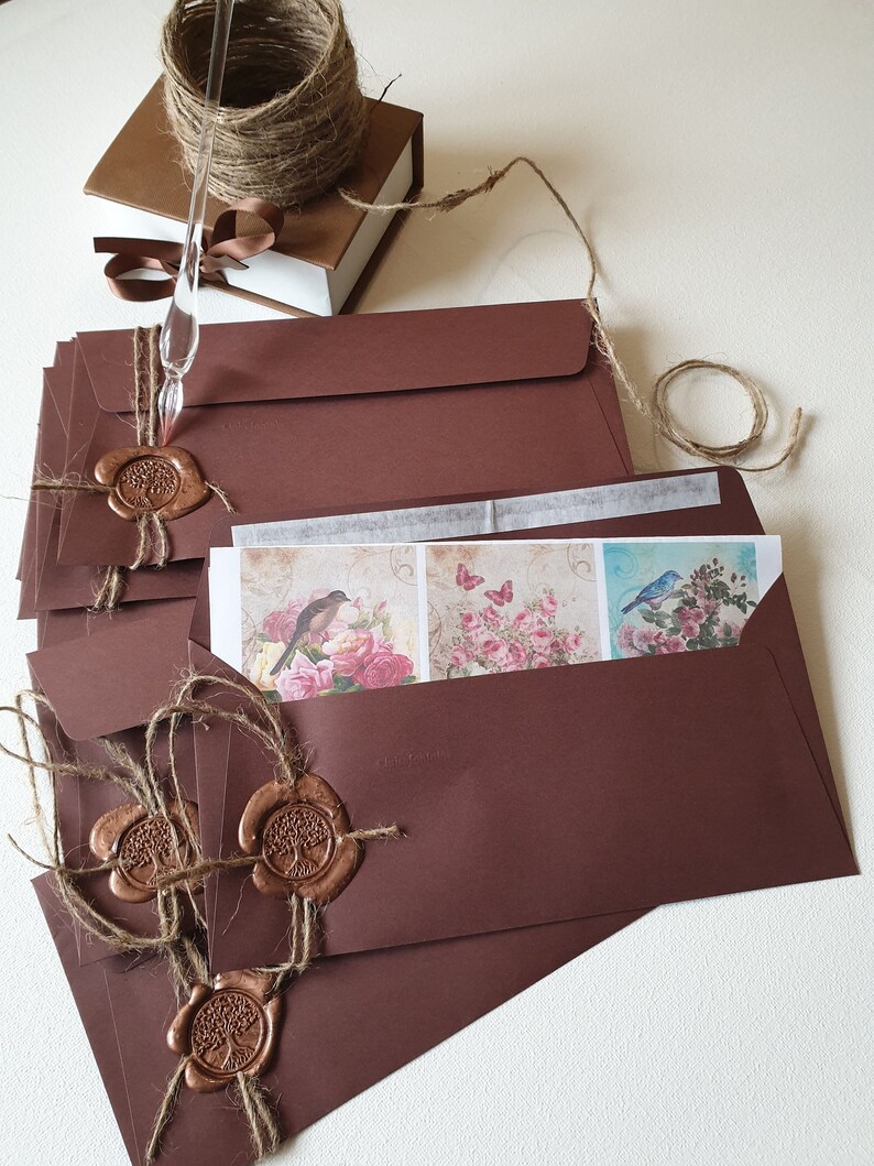 Wax sealed envelope SET OF 5 elegant envelopes sealed with Etsy