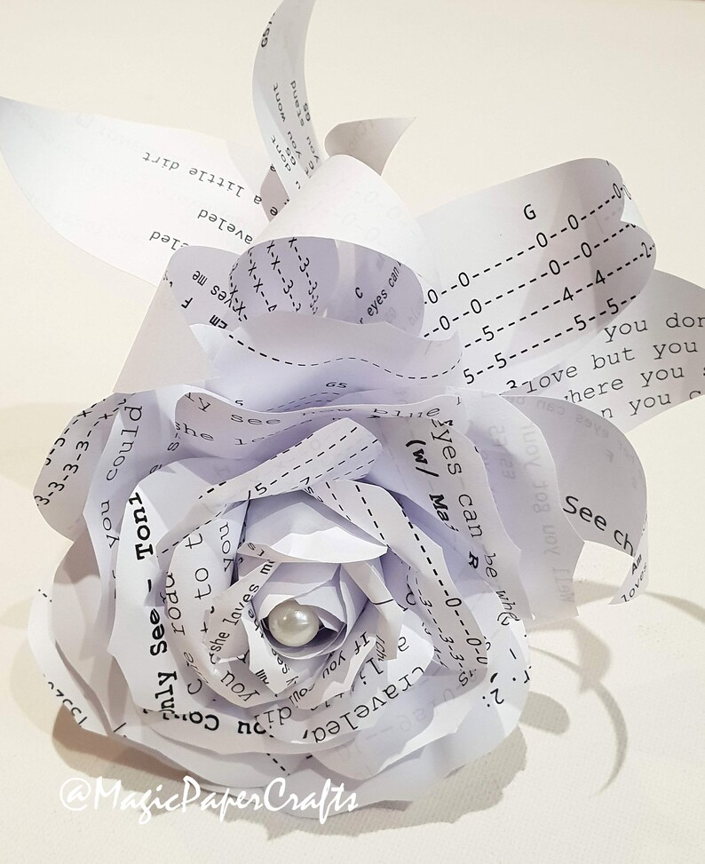 Music sheets flowers, custom song/colour, custom message, favourite song flowers, piano sheet flower, guitar notes sheet flower, music sheet image 2