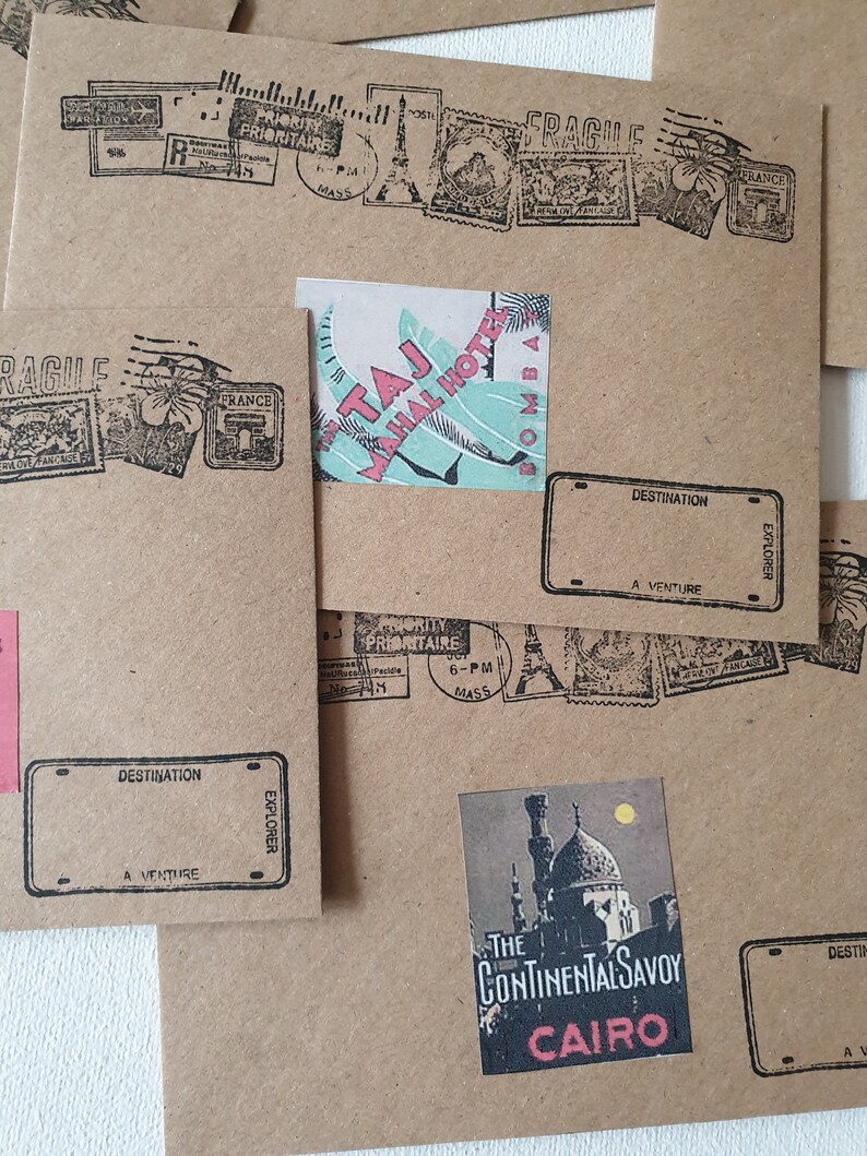 Travel Theme Envelopes SET of 8 ENVELOPES Decorated With Etsy