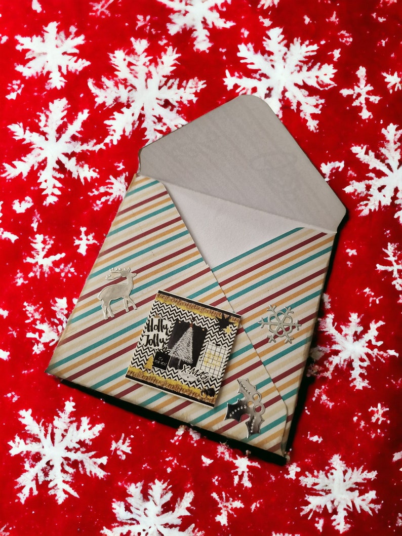 Santa's envelope Set of 6 mini envelopes vintage style, Santa postal service, Christmas jurnalling/gifting, decorated Christmas envelopes image 2