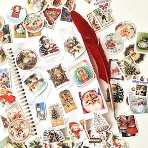 Adesivos de Natal, CONJUNTO aleatório de adesivos 20/40/60, adesivos vintage de Papai Noel, adesivos infantis de Natal, diário de Natal