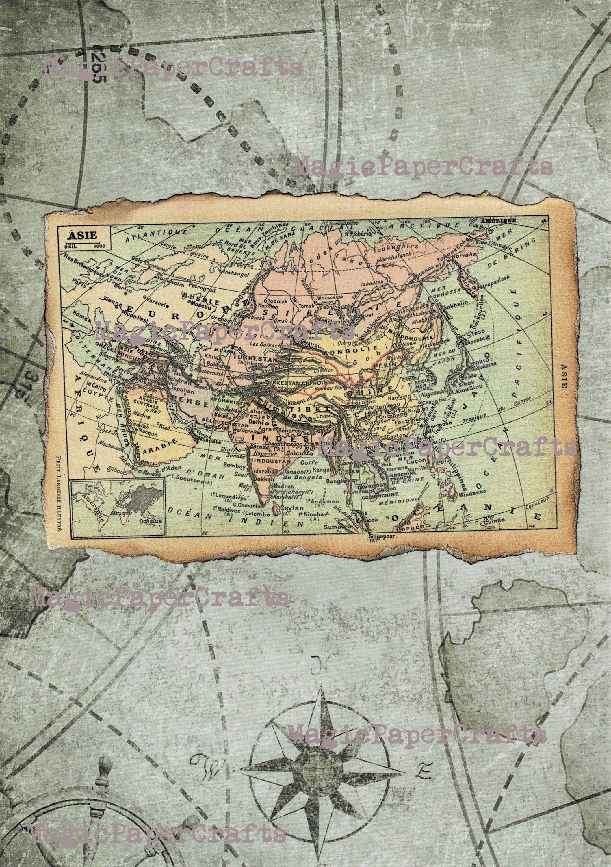 Vintage World Maps Printable Digital Kit of 6 A4 Printable | Etsy