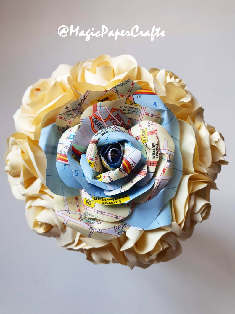 NY city map bouquet travel bridesmaid bouquet custom colours road map flower street map wedding bouquet travel theme wedding bouquet
