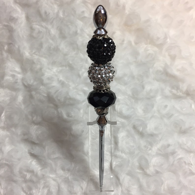 Sparkly Black & Silver Beaded Letter Opener Fancy Letter Etsy