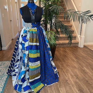 African clothing maxi skirt/ African women clothing/ Ankara maxi skirt/ African print skirt/Blue skirt/African skirt/Plus Size Clothing/