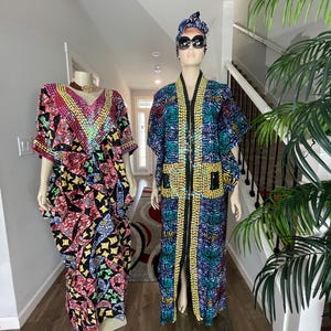 African Dress/Ankara Dress/African Dresses For Wedding/Bubu Dress/Boubou/Pink and Black Kaftan/African Dresse/African clothing/Aso Ebi/Bambi