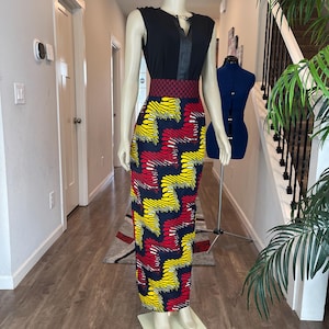 African Skir/Ankara Skirt/African Clothing/Black Red White Skirt/Plus Size Clothing/African Print Skirt/Long Skirt/African Dress/Ankara Dres