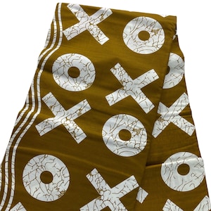 African Fabric/Ankara-Gold and White Color/African WaxPrint/African Clothing/African Dress Fabric/Kitenge/Tribal Print/