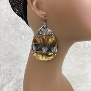 African Earrings/African Earrings For Women/Large Gold and Silver Earrings/ Geometric Earrings/Earrings Dangle/Gold Earrings/Earrings/