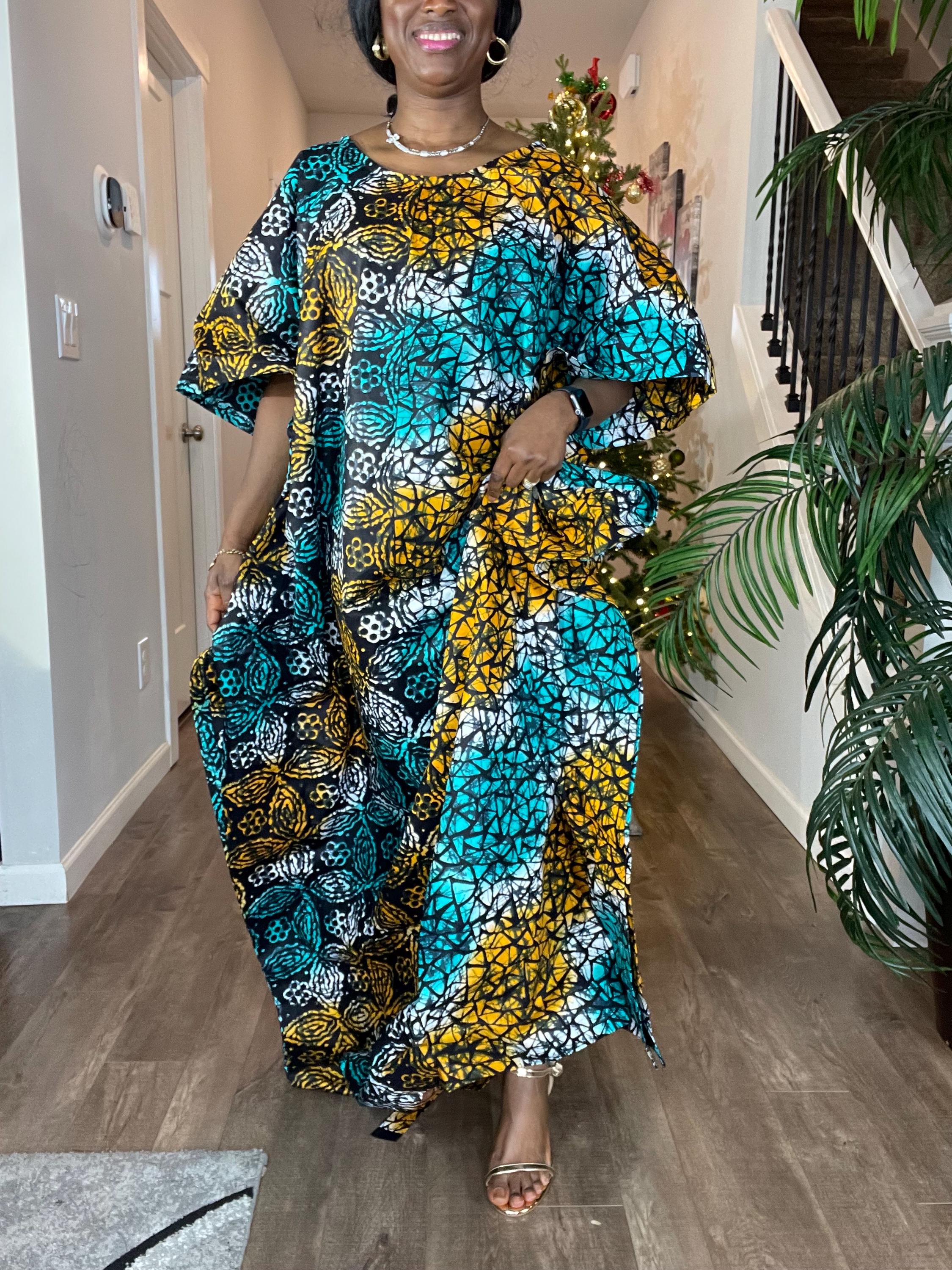 green and yellow ankara dress African Dress/African Clothing/Boubou Kaftan Dress/Adire Collection: SS26 REACTIVE