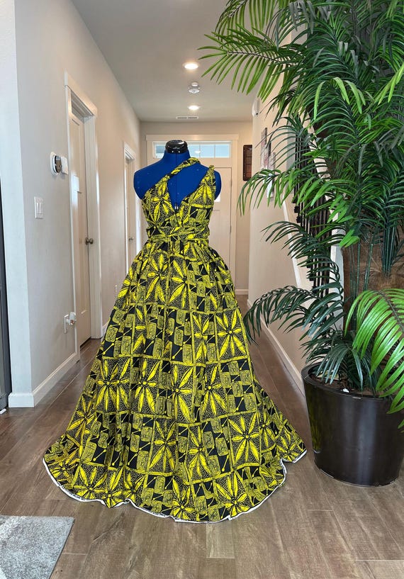 African Dress/yellow Ankara Dress/plus Size/african Clothing for Women/ african Print Dress/infinity/aso-ebi/african Wedding Dress/bidemi - Etsy UK
