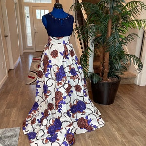 African clothing maxi skirt/ African women clothing/ Ankara maxi skirt/ African print skirt/ Ankara long skirt/ Purple and white skirt/DT6