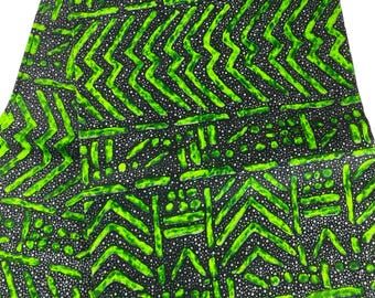 Green African Print Fabric by the Yard, 100% Cotton
