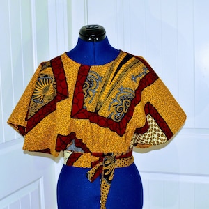 African women crop top with waist belt/african women top/ ankara blouse / african offshoulder top/African peplum top/African blouse/Women cl