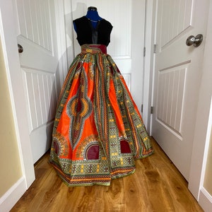 African skirt for sale/Ankara maxi skirt/Ethnic maxi skirt/Orange African maxi skirt/Danshiki maxi skirt/African long skirt/Maxi skirt/