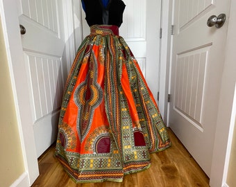 African skirt for sale/Ankara maxi skirt/Ethnic maxi skirt/Orange African maxi skirt/Danshiki maxi skirt/African long skirt/Maxi skirt/