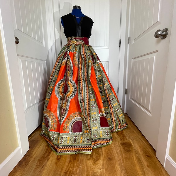 African skirt for sale/Ankara maxi skirt/Ethnic maxi skirt/Orange African maxi skirt/Danshiki maxi skirt/African long skirt/Maxi skirt/