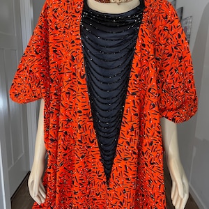 African Dress/Ankara Dress /African wedding Dress/Boubou/Aso-Ebi Dress/Orange and Black ankara Dress/Kaftan/Bubu/Ayo Dress/Gift For Her/Plus