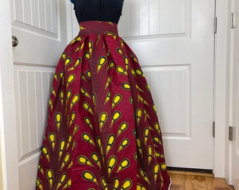 African Skirt/Plus Size Skirt/Skirt/African Clothing/Red Skirt/Ankara Skirt/African Dress/African Fabric/Gift For Her/Fabric/Maxi Skirt/