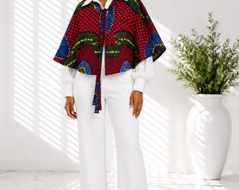 Capa africana estampada para mujer, capa Ankara, poncho africano, capa Dashiki, ropa africana, top llamativo, moda africana