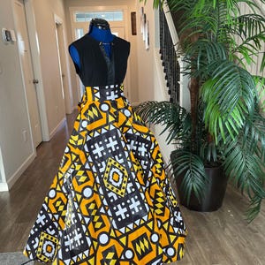 African Skirt/Ankara Skirt Orange and Black Color/African Clothing For Women/Plus-Size/Maxi Skirt/Gift For Her/African Attire/Flare Skirt/Hi