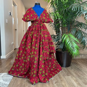 Peach african print dresses hot sale
