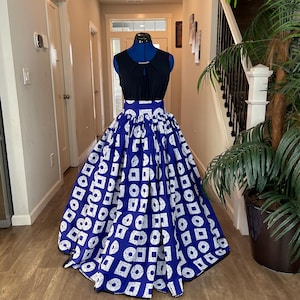 African skirt/Danshiki skirt/Ethnic skirt/Plus size/African Women clothing/Ankara skirt/Maxi skirt/Royal Blue and White Skirt/Gift For Her