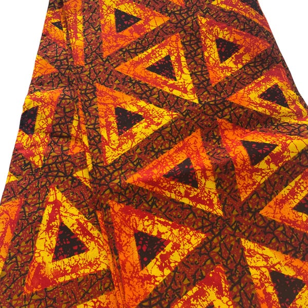 Orange and black African fabric /by the yard/ African fabric for sale/Danshiki fabric/African headwrap/African fabric 6 yards/