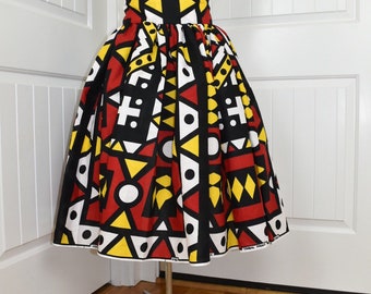 African midi skirt for office/ African women clothing/ African maxi skirt/ African /Red and black skirt/ Mommy and me skirt