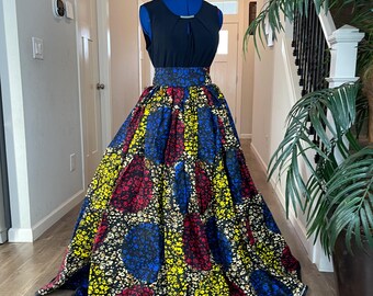 African skirt/Danshiki skirt/Ethnic skirt/Black pink skirt/African skirt for sale/African women clothing/Ankara skirt/Maxi skirt/DR12