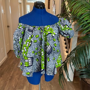 African Blouse/African Clothing/Plus Size Top/Ankara Blouse/Flare Blouse With Puffed Sleeves/Gift Fir Her/African Print Top/Women Wear/Bidem