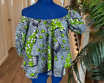 African Blouse/African Clothing/Plus Size Top/Ankara Blouse/Flare Blouse With Puffed Sleeves/Gift Fir Her/African Print Top/Women Wear/Offsh