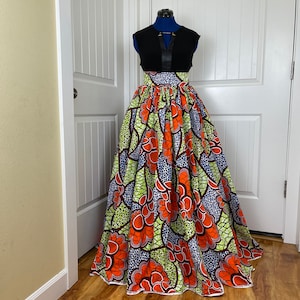 African skirt/Danshiki skirt/Ethnic skirt/Orange skirt/African skirt/African women clothing/Ankara skirt/Maxi skirt/plus size/Sile Skirt