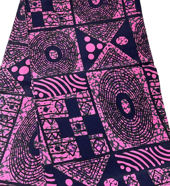 Pink and Blue African Fabric/ankara 6 Yards/cotton/headwrap/tribal