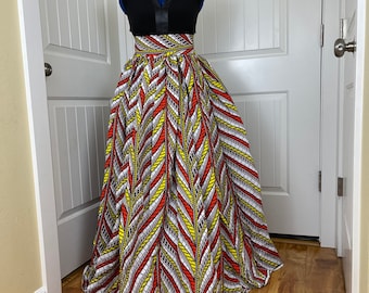 African skirt/Danshiki skirt/Ethnic skirt/Orange skirt/African women clothing/Ankara skirt/Maxi skirt/Gift For Her/Dara Skirt/