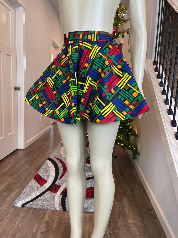 Easter Egg Print High Waist Flared Mini Skirt - Colorful Short Umbrella Skirt For Women - View #6
