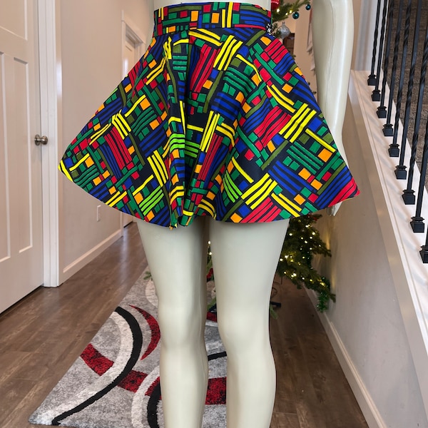 Flare skirt/Circle skirt/African clothing mini skirt/ African women clothing/ Ankara skirt/ African print skirt/Flirty skirt/GT05/Club Skir