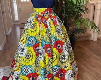 African clothing maxi skirt/ African women clothing/ Ankara maxi skirt/ African print skirt/ Ankara long skirt/ red skirt/fashion skirt