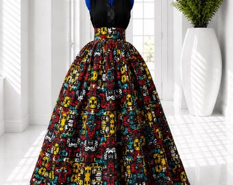 African Clothing For Women/Ankara Skirt With Pockets/Skirt With Pockets/Plus Size Clothing/African Skirt/African Skirts/Black Red White Skir