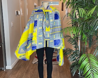African Cape/Cape/Shoulder Cape/Cape Dress/Wedding Cape/Cape Pattern/African Clothing For Women/Plus Size Clothing/Dresses/Yellow Cape/Ankar
