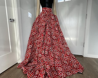 African Clothing/African Skirt/Plus Size Skirt/Maxi Skirt/Long Skirt/Gift For Her/Ankara Skirt/African Skirts With Pockets/Red Skirt