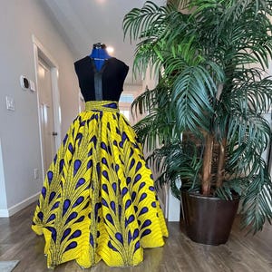 African Skirt/Ankara-Yellow and Purple Skirt/Maxi Skirt/African Clothing For Weddings/African Print Skirt/Plus Size/Gift For Her/ Yetunde/Af